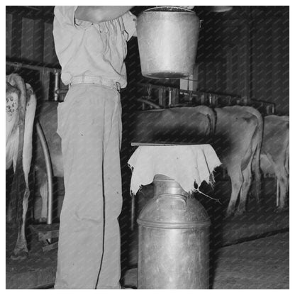 Dairy Farm Workers Weigh Milk October 1938 Arkansas - Available at KNOWOL