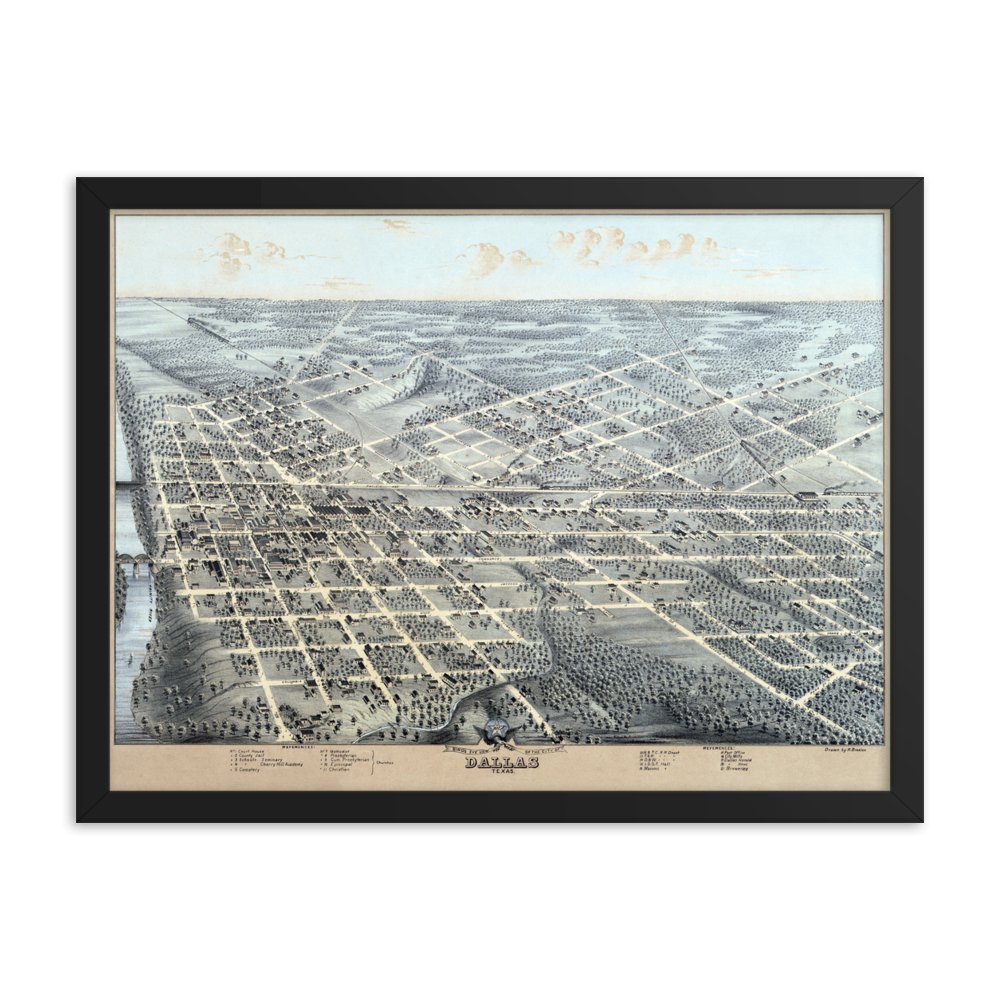 Dallas, TX 1872 Framed - Available at KNOWOL