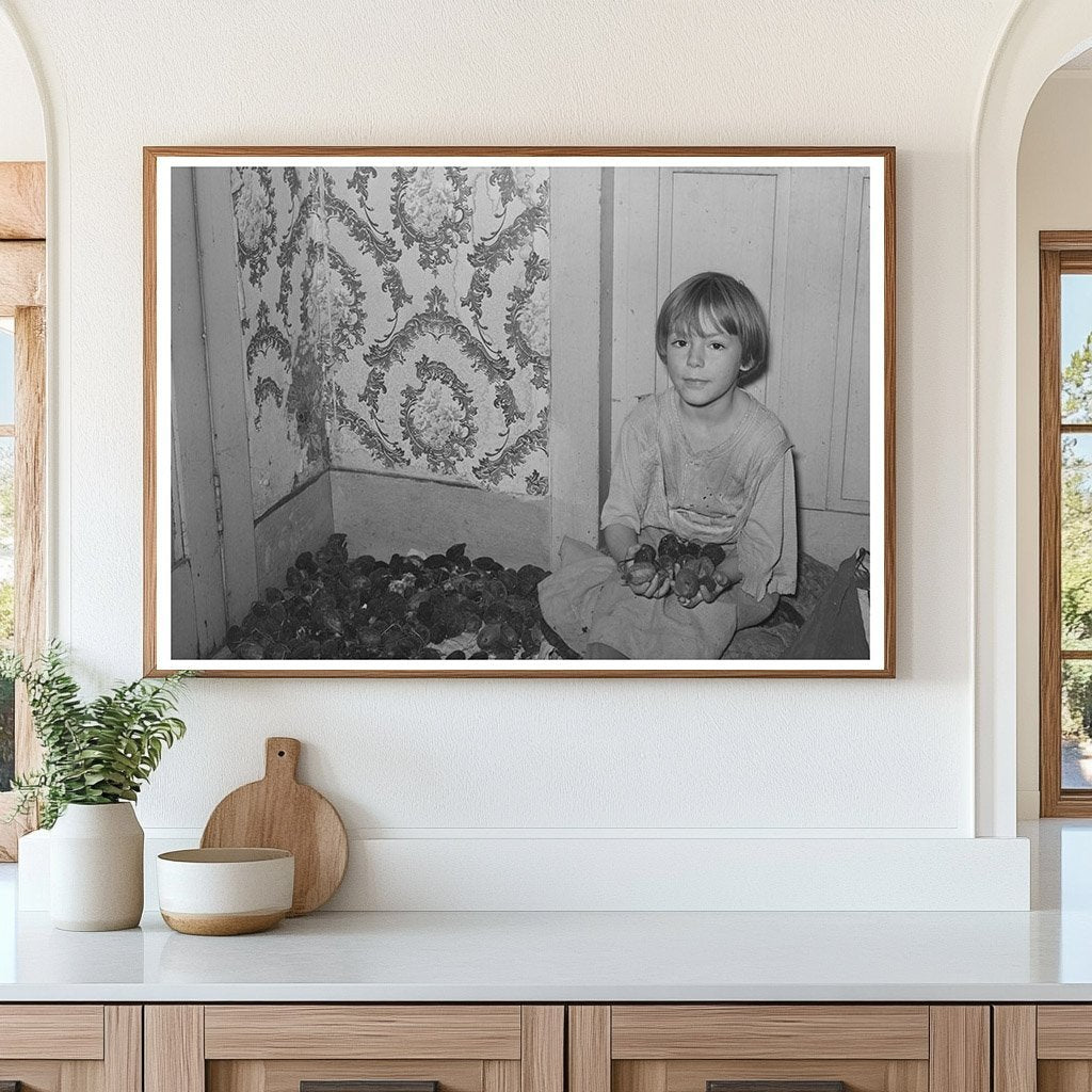 Daughter Holding Butter Nuts on Vermont Farm October 1939 - Available at KNOWOL