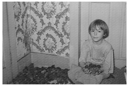 Daughter Holding Butter Nuts on Vermont Farm October 1939 - Available at KNOWOL