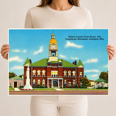 Lexington, MS: Holmes County Court House, with Confederate Monument