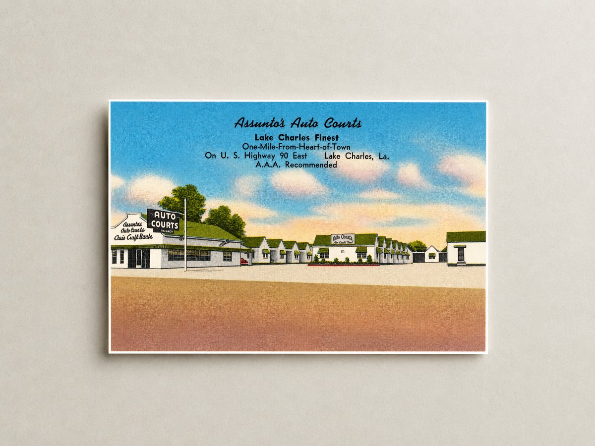 Lake Charles, LA: Assunto's Auto Courts, Lake Charles finest, one-mile-from-heart-of-town, on U. S. Highway 90 East