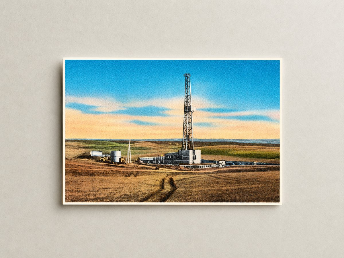 Williston, ND: A typical oil-well drilling set-up in the Williston basin, Western North Dakota