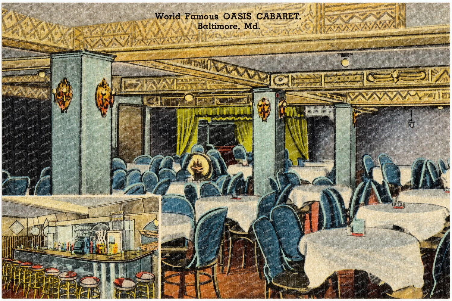 World famous Oasis Cabaret, Baltimore, MD — Vintage Maryland Postcard