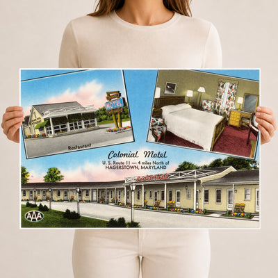 Colonial Motel, U. S. Route 11 -- 4 miles north of Hagerstown, Maryland — Vintage Maryland Postcard