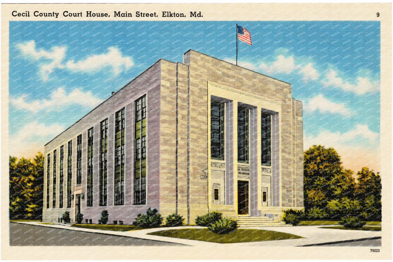 Cecil County Court House, Main Street, Elkton, MD — Vintage Maryland Postcard