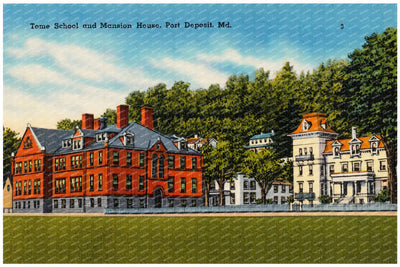 Tome School and mansion house, Port Deposit, MD — Vintage Maryland Postcard