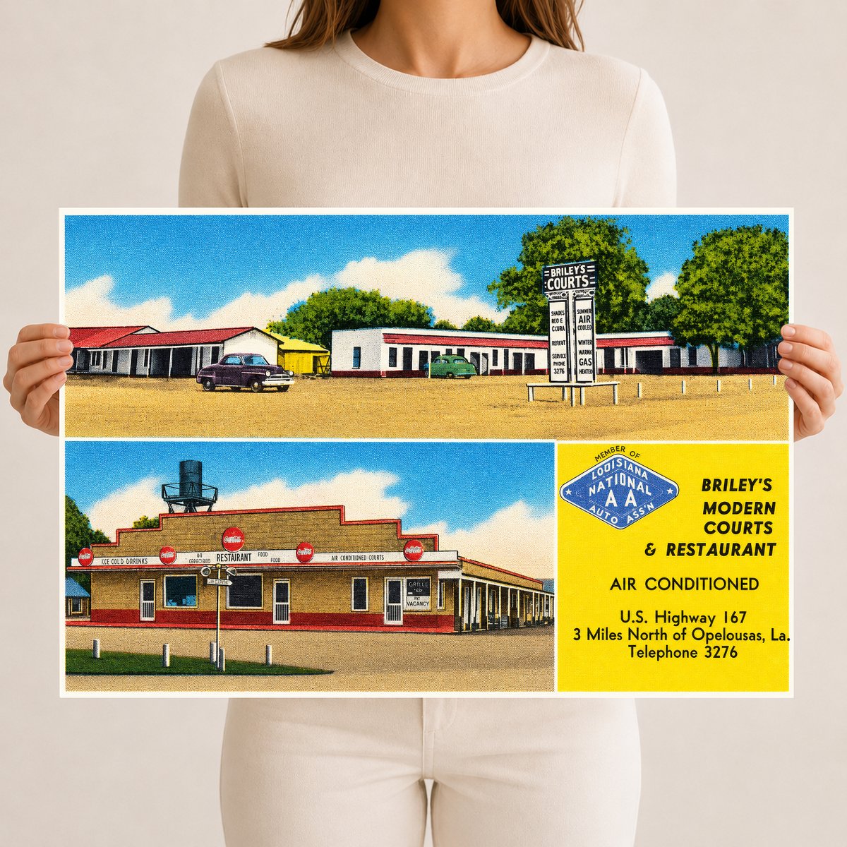 Opelousas, LA: Briley's Modern Courts & Restaurant, U.S. Highway 167, 3 miles north of Opelousas