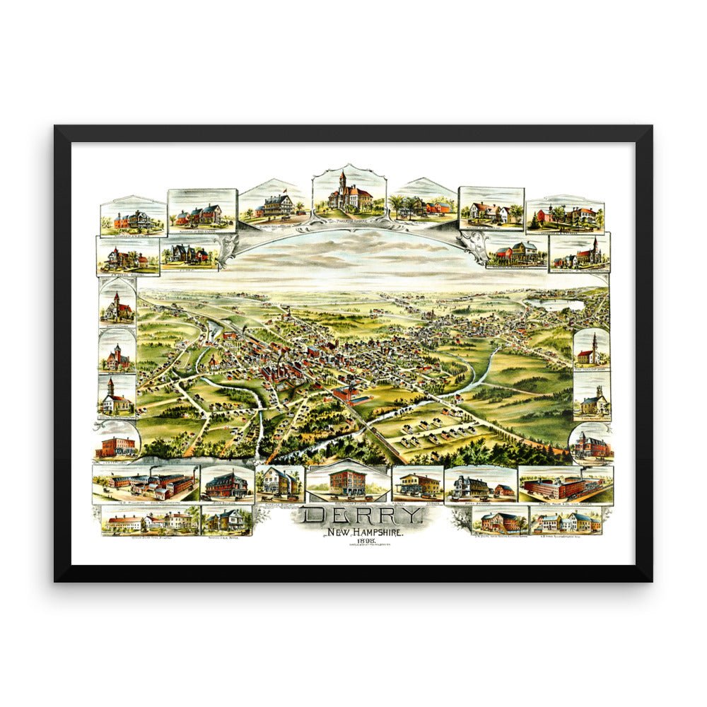 Derry, New Hampshire 1898 Framed - Available at KNOWOL