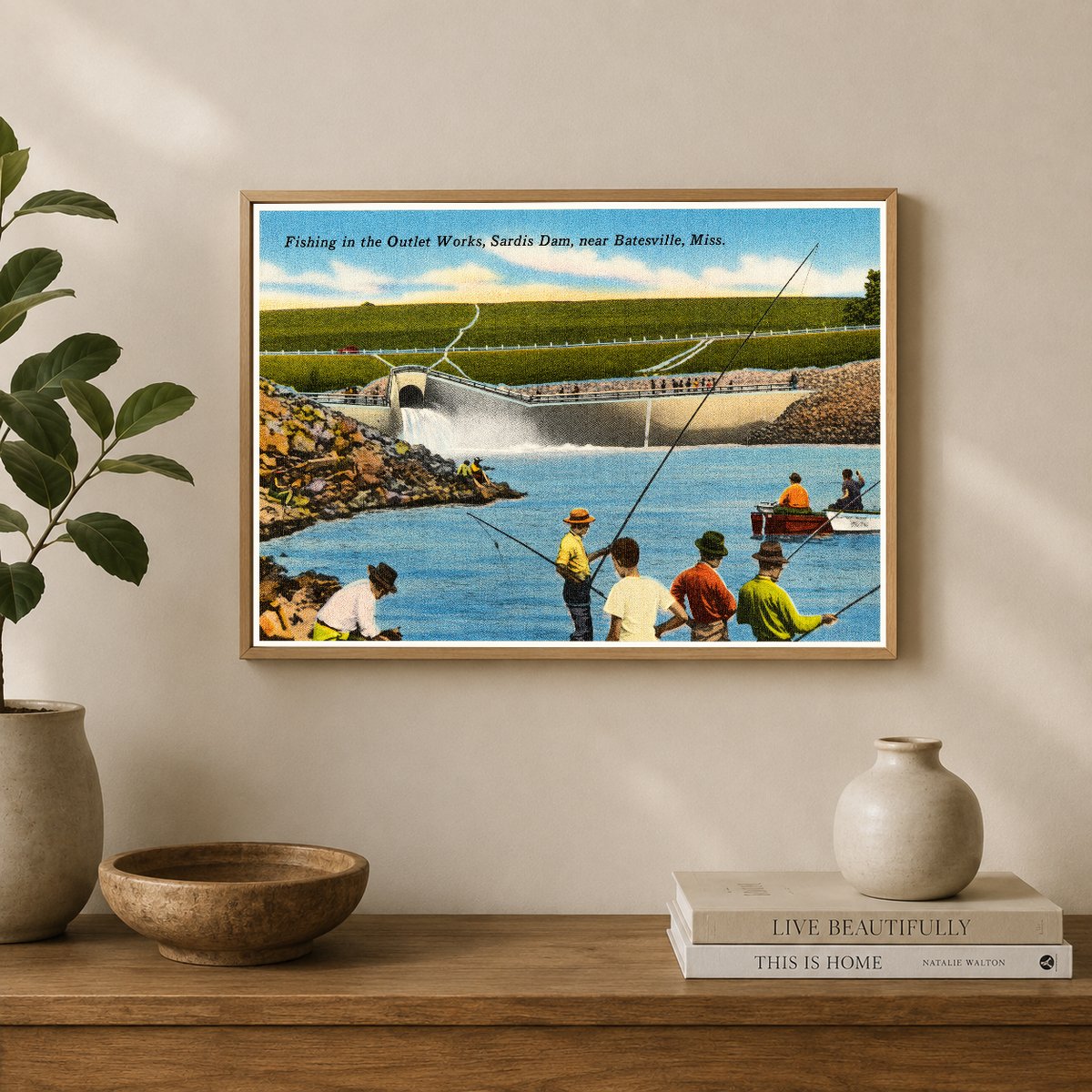 Sardis Lake, MS: Fishing in the outlet works, Sardis Dam, near Batesville