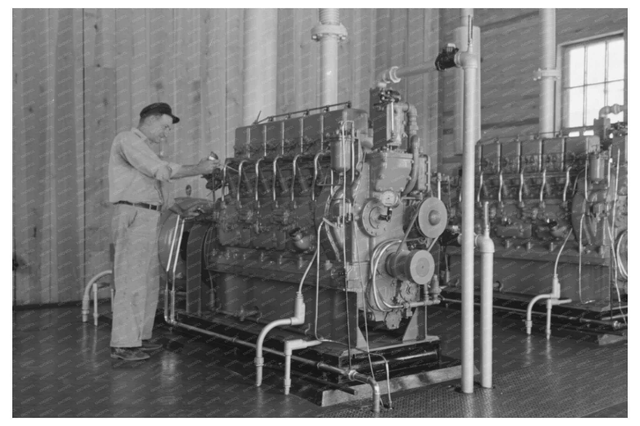 Diesel Engines at Burrwood Power Station 1938 - Available at KNOWOL