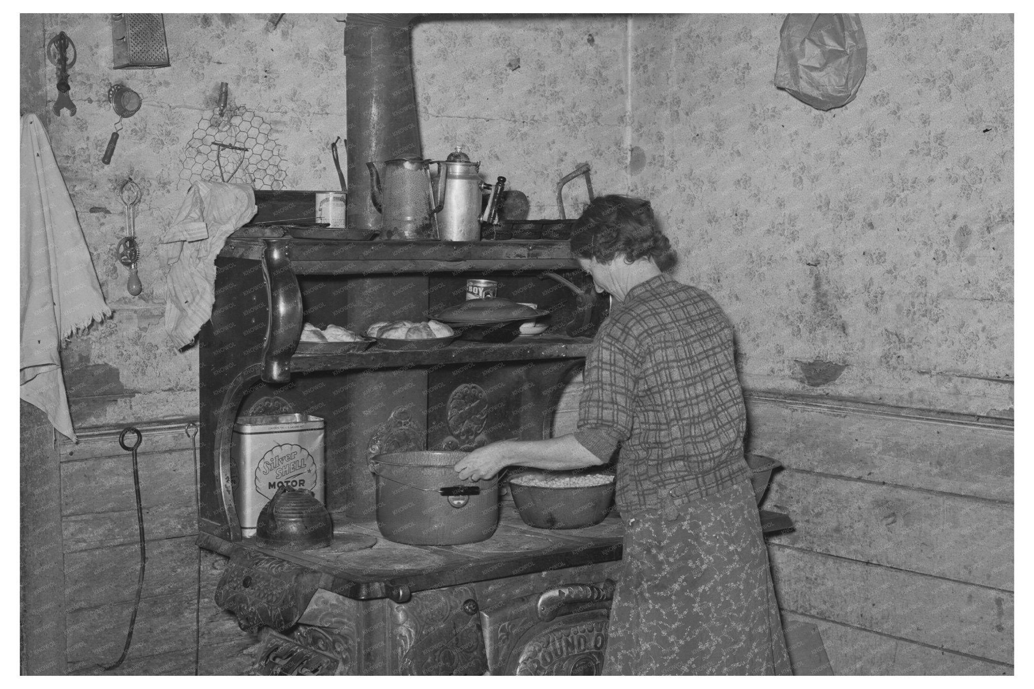 Dinner Preparation in Farm Home Vermont October 1939 - Available at KNOWOL