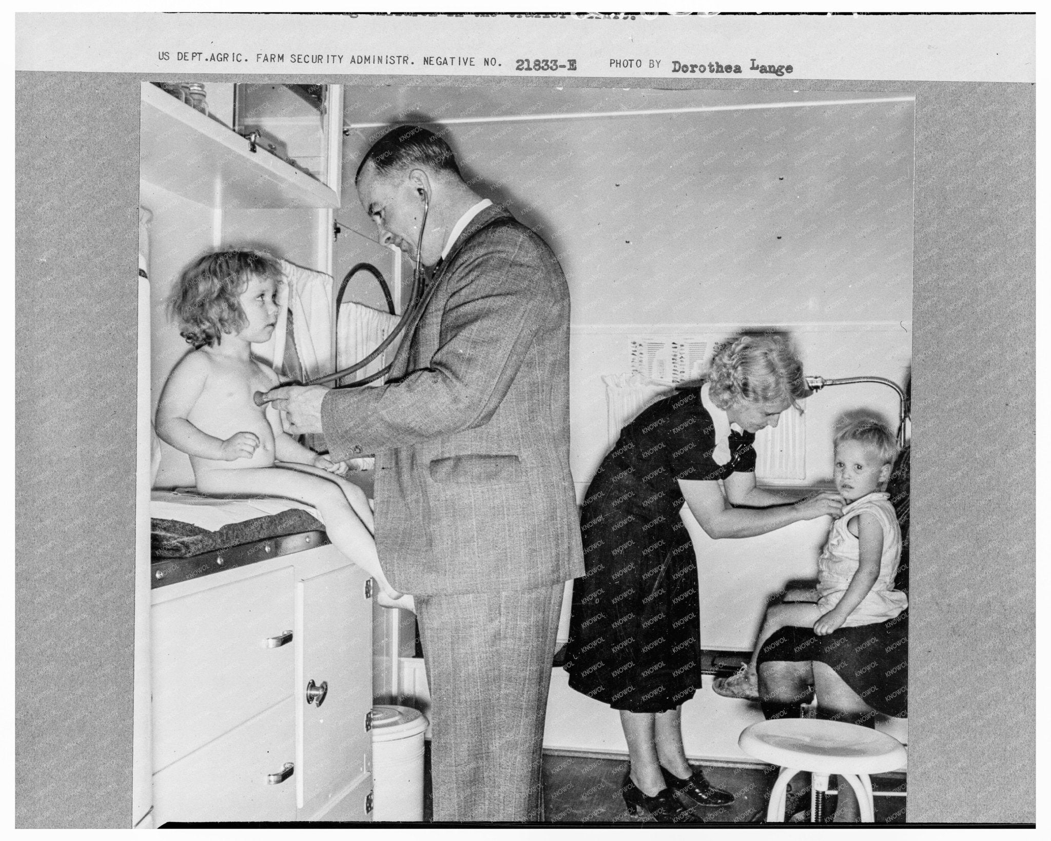 Doctor Examining Children at Mobile Clinic Merrill Oregon 1939 - Available at KNOWOL