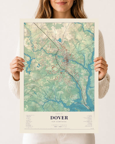 Dover, New Hampshire map print, 12 x 18 archival matte print