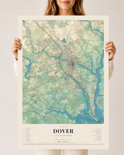 Dover, New Hampshire map print, 24 x 36 archival matte print