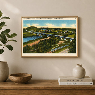 Hancock Bridge across Potomac River connects Maryland and West Virginia — Vintage Maryland Postcard