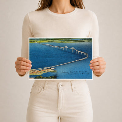 Chesapeake Bay Bridge linking western and eastern shores of Maryland — Vintage Maryland Postcard