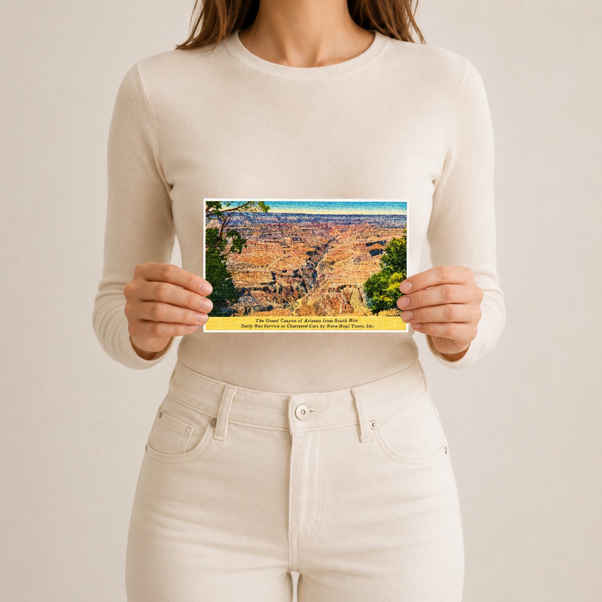 Grand Canyon, AZ: The Grand Canyon of Arizona from South Rim, daily bus service or chartered cars by Nava-Hopi Tours, Inc.