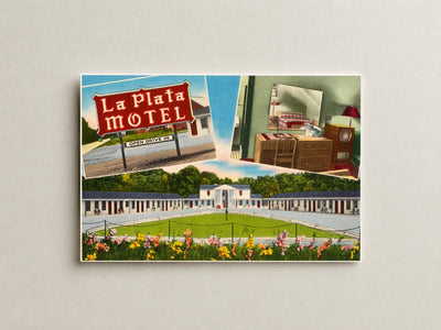 La Plata Motel, on route 301, "Tobacco Trail", 60 miles so. Baltimore -- 35 miles so. Washington, D. C., 15 miles no. Potomac River Bridge — Vintage Maryland Postcard
