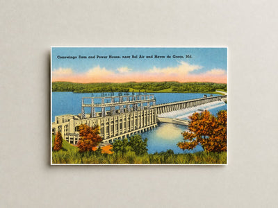Conowingo Dam and Power House, near Bel Air and Havre de Grace, MD — Vintage Maryland Postcard