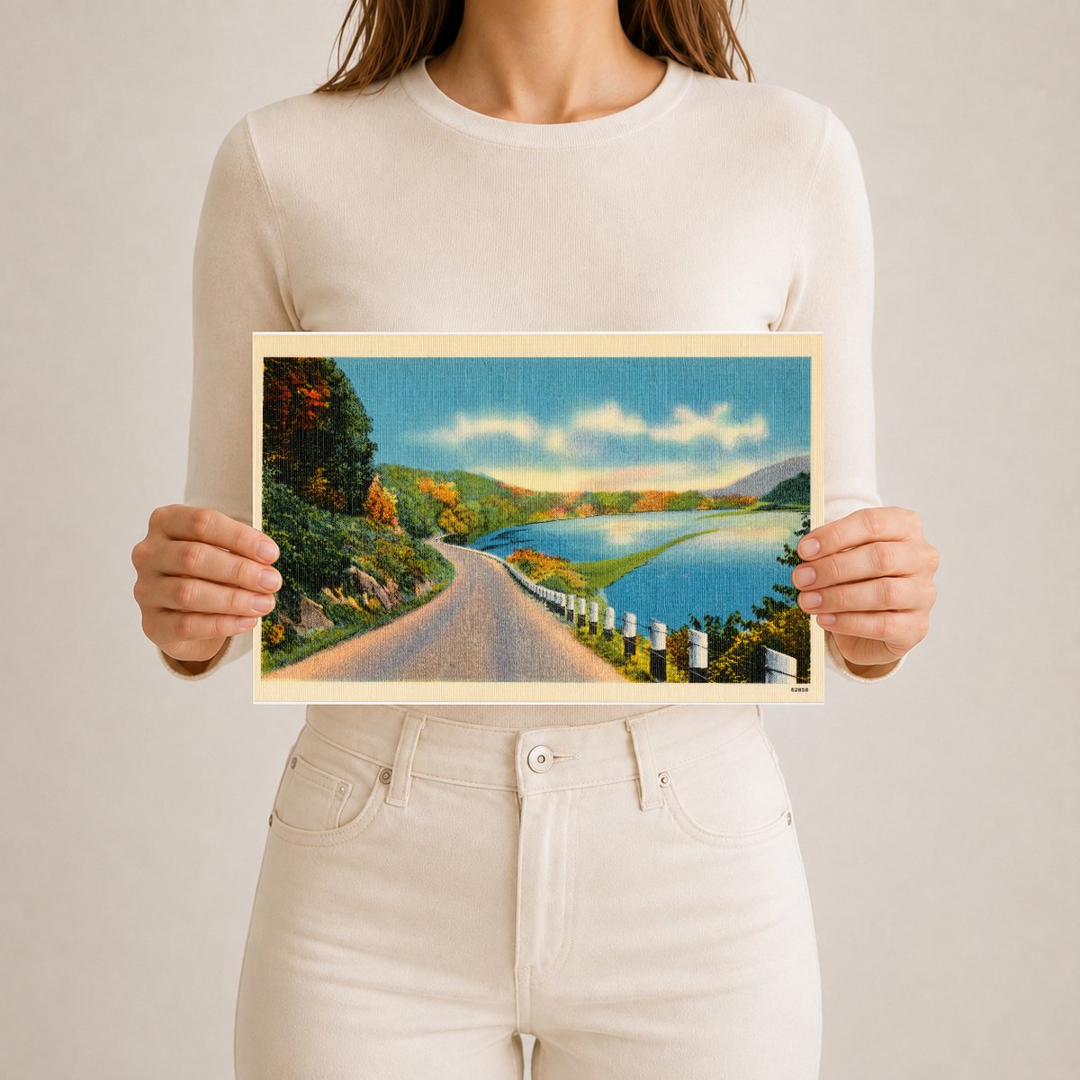 Road overlooking waterway — Vintage Maryland Postcard