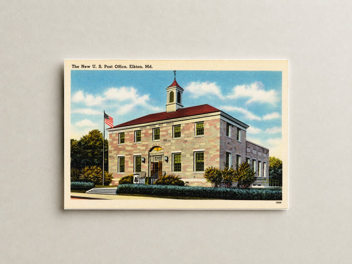 The new U. S. Post Office, Elkton, MD — Vintage Maryland Postcard