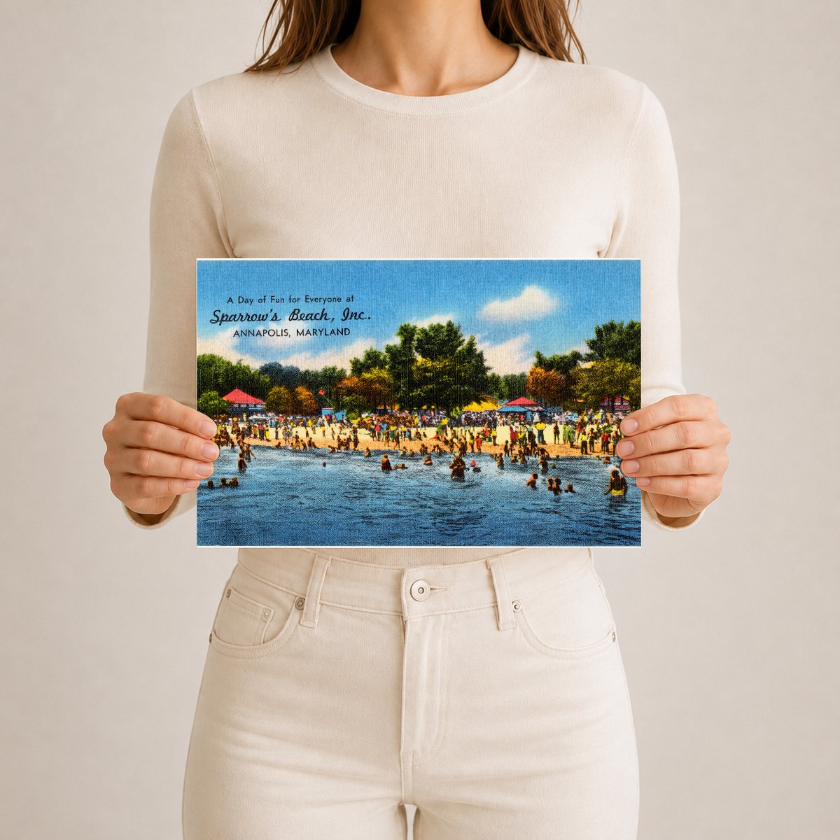 A day of fun for everyone at Sparrow's Beach, Inc., Annapolis, Maryland — Vintage Maryland Postcard