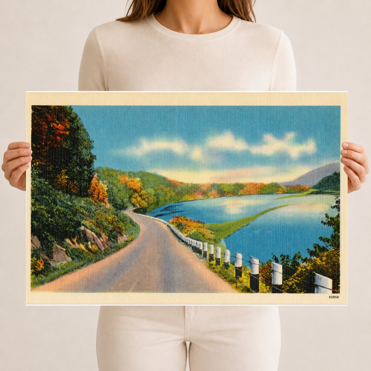 Road overlooking waterway — Vintage Maryland Postcard