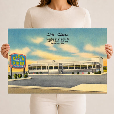 Dixie Diners, located on U. S. Rt. 40, 6425 Pulaski Highway, Baltimore, MD — Vintage Maryland Postcard
