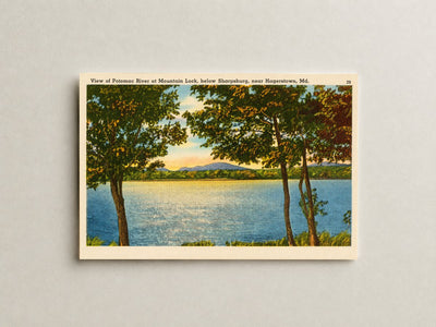 View of Potomac River at Mountain Lock, below Sharpsburg, near Hagerstown, MD — Vintage Maryland Postcard