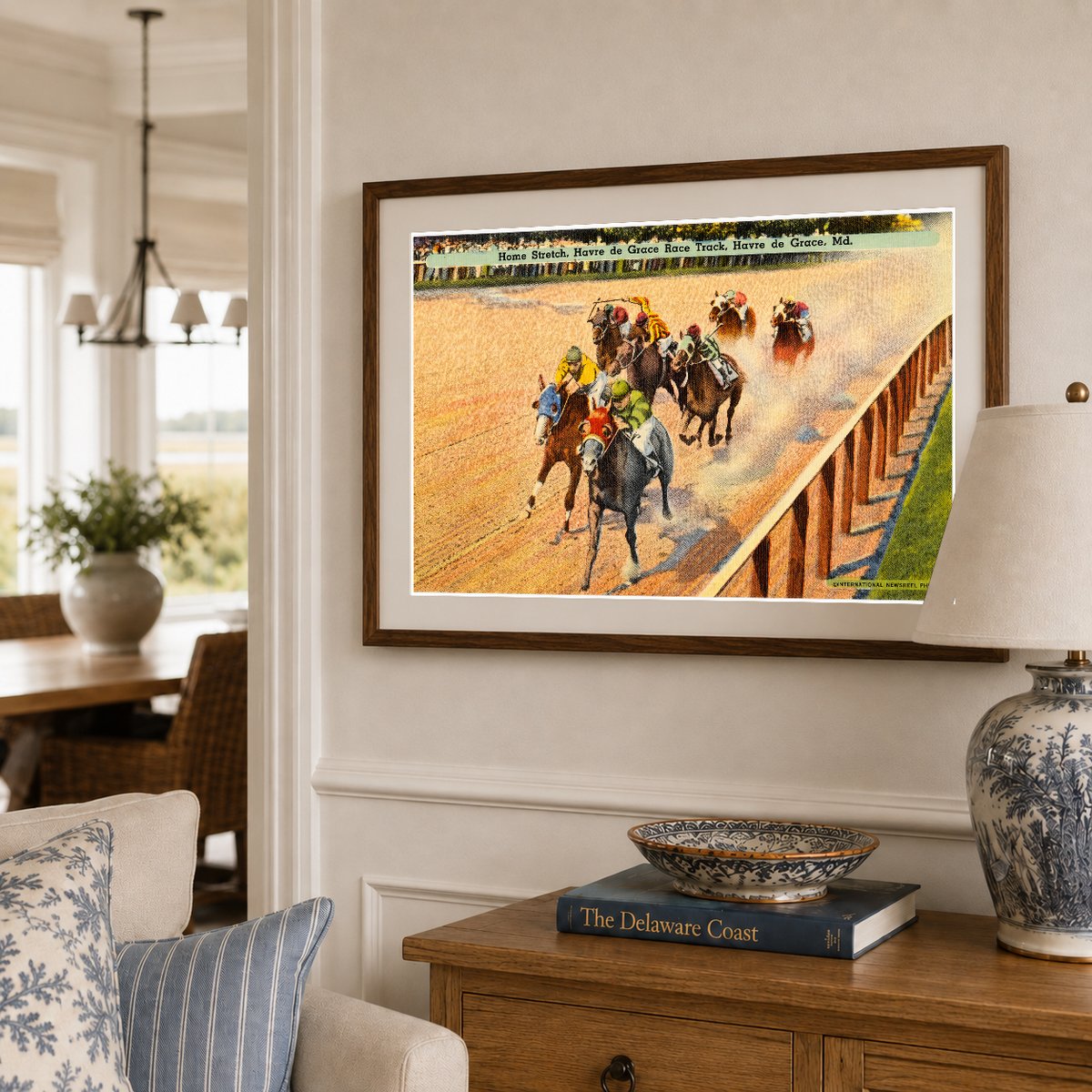 Home stretch, Havre de Grace Race Track, Havre de Grace, MD — Vintage Maryland Postcard