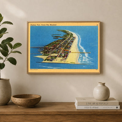 Airplane view, Ocean City, Maryland — Vintage Maryland Postcard