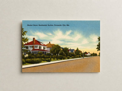 Market Street, Residential Section, Pocomoke City, MD — Vintage Maryland Postcard