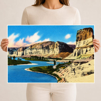 Green River, WY: Toll Gate Rock and the Palisades, along Green River and Hwy. U.S. 30 (Lincoln Highway) in Wyoming near the town of Green River.