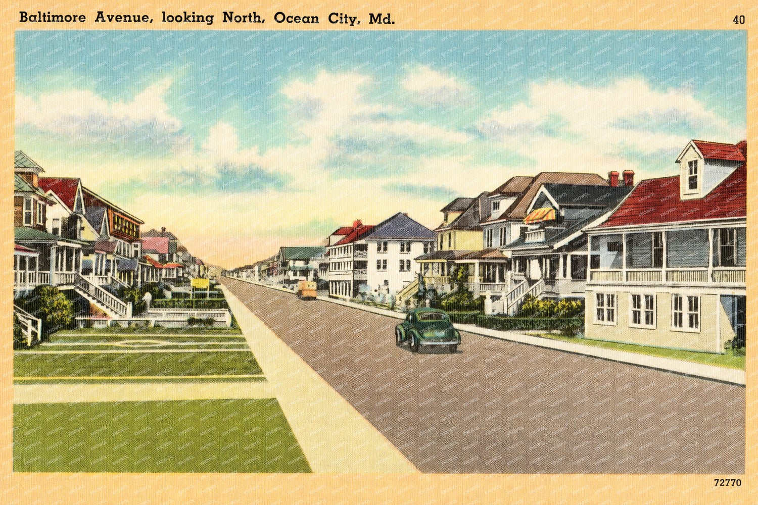 Baltimore Avenue, looking north, Ocean City, MD — Vintage Maryland Postcard