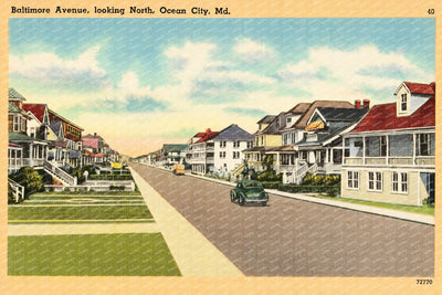 Baltimore Avenue, looking north, Ocean City, MD — Vintage Maryland Postcard