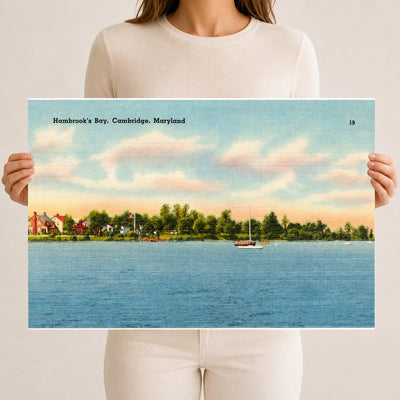 Humbrook's Bay, Cambridge, Maryland — Vintage Maryland Postcard