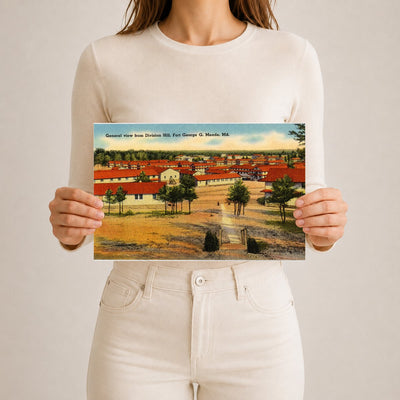 General view from Division Hill, Fort George G. Meade, MD — Vintage Maryland Postcard