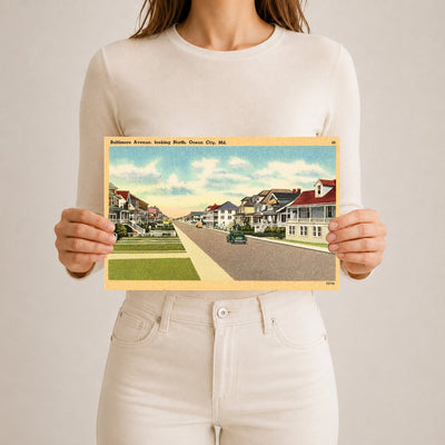 Baltimore Avenue, looking north, Ocean City, MD — Vintage Maryland Postcard