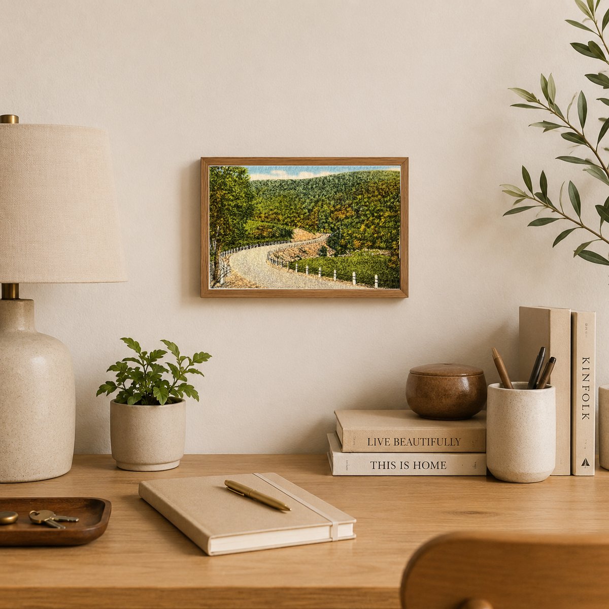 Road heading toward mountains — Vintage Maryland Postcard