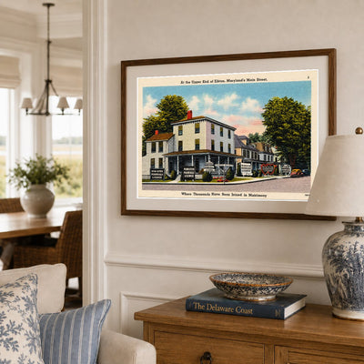 At the upper end of Elkton, Maryland's Main Street, where thousands have been joined in matrimony — Vintage Maryland Postcard