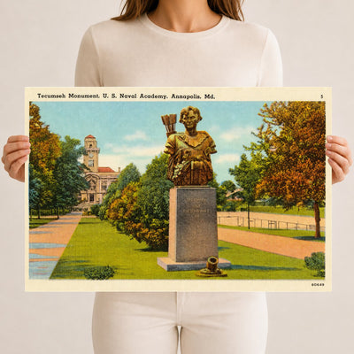 Tecumseh Monument, U. S. Naval Academy, Annapolis, MD — Vintage Maryland Postcard