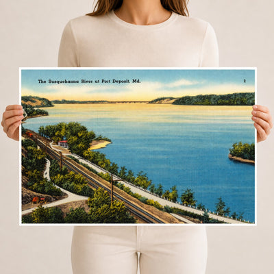 The Susquehanna River at Port Deposit, MD — Vintage Maryland Postcard