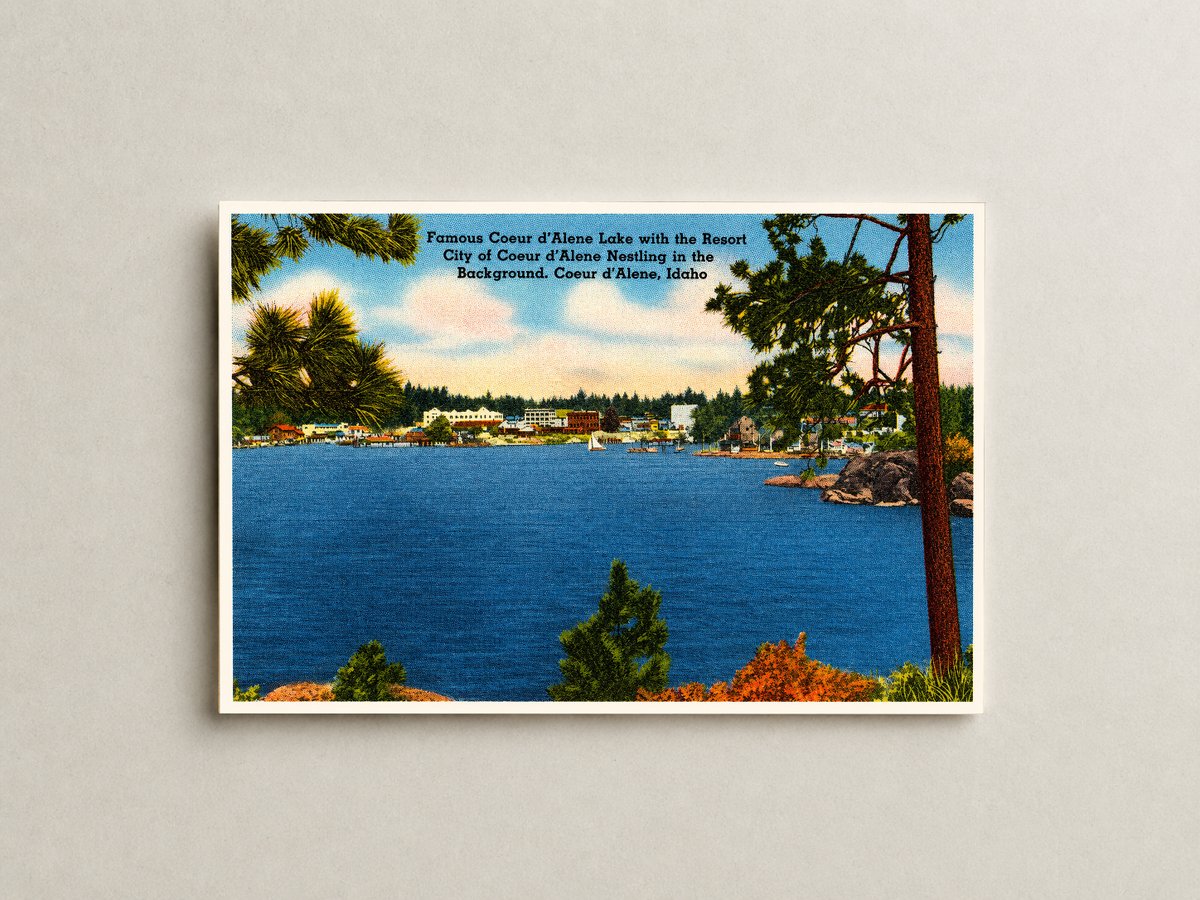 Coeur d'Alene Lake, ID: Famous Coeur d'Alene Lake with the resort city of Coeur d'Alene in the background, Coeur d'Alene