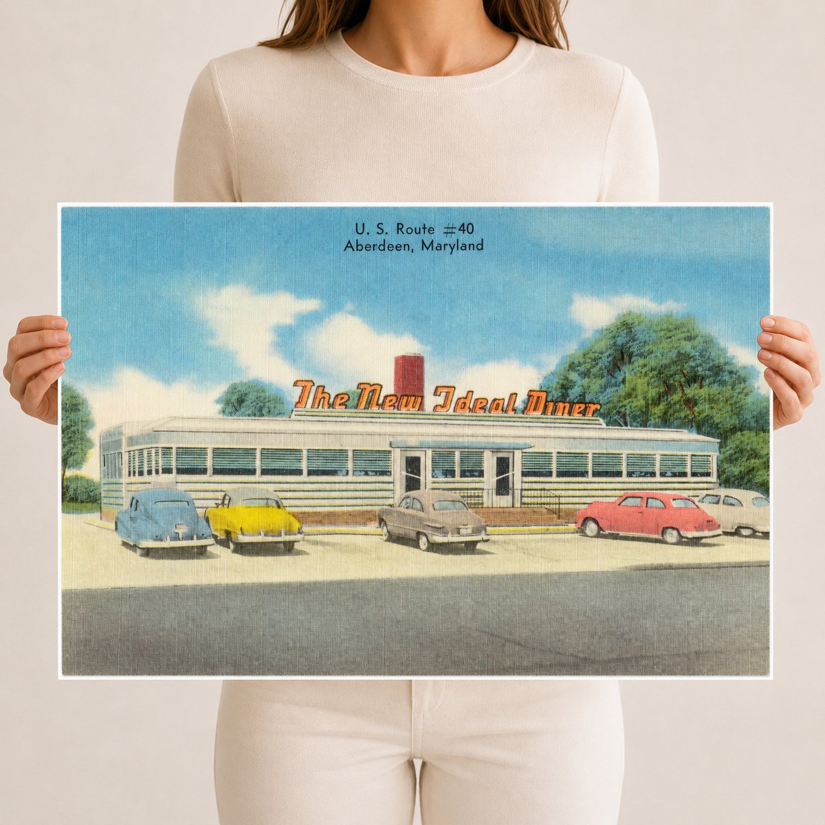 The New Ideal Diner, U. S. Route #40, Aberdeen, Maryland — Vintage Maryland Postcard