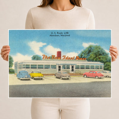 The New Ideal Diner, U. S. Route #40, Aberdeen, Maryland — Vintage Maryland Postcard