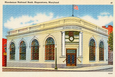 Nicodemus National Bank, Hagerstown, Maryland — Vintage Maryland Postcard