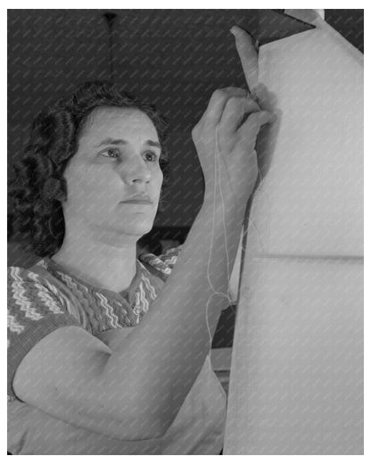 Eleanor Lane Learning Aircraft Fabric Work April 1942 - Available at KNOWOL