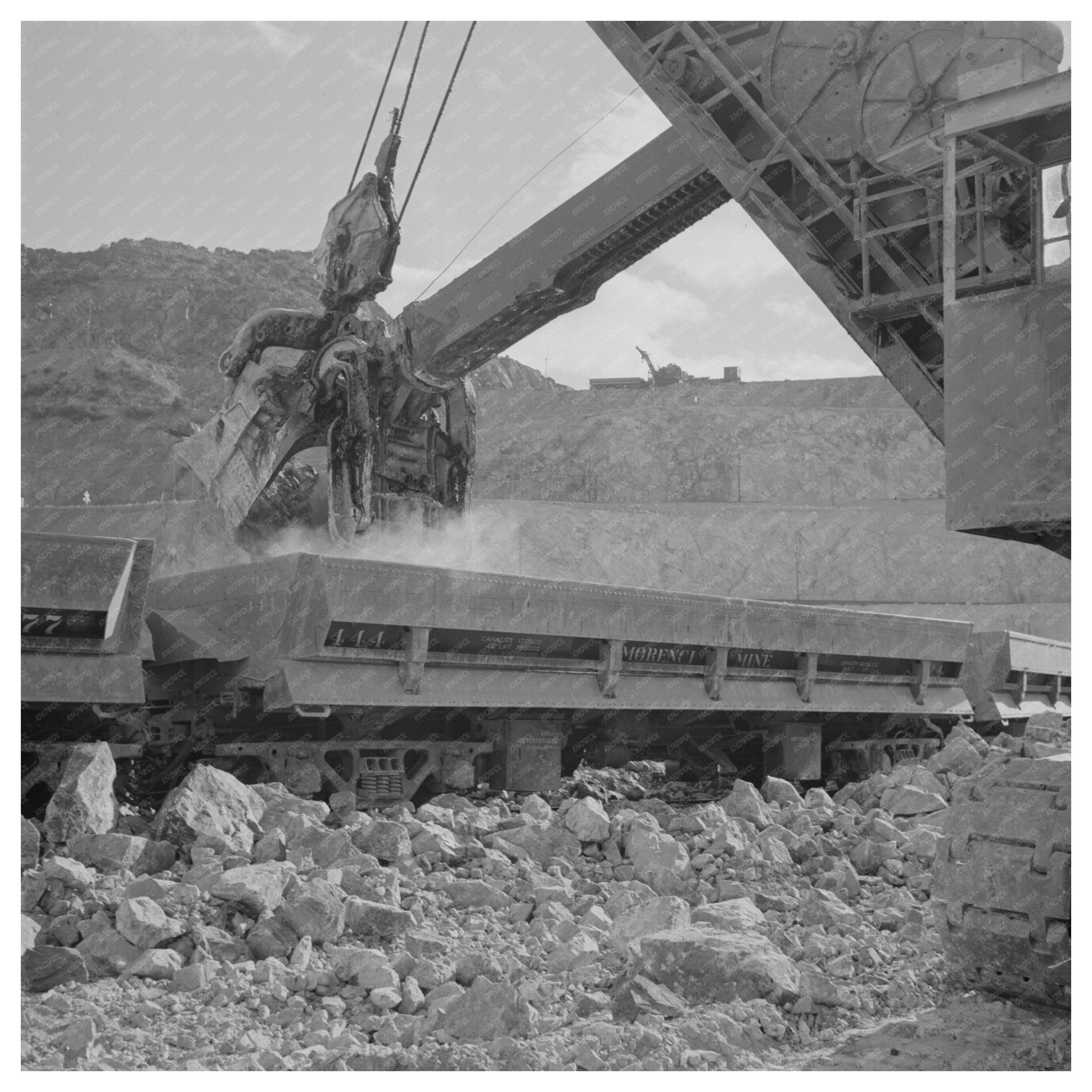 Electric Shovel Loads Ore in Morenci Copper Mine 1950 - Available at KNOWOL