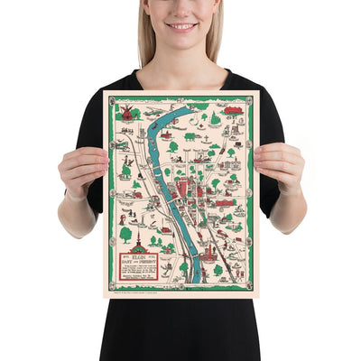 Elgin, Illinois 1930 Historical Map - Available at KNOWOL